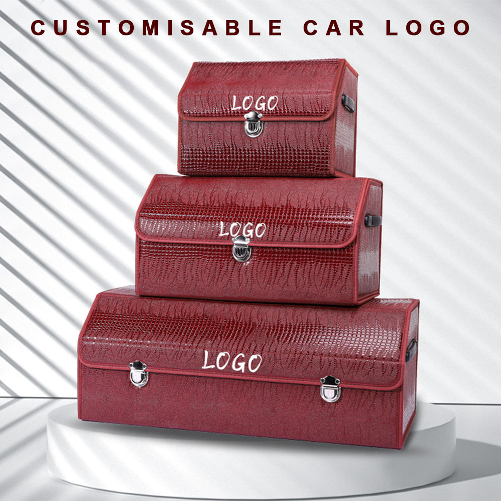 High-Quality Crocodile Texture PU Napa Leather Storage Box With Mental Lock Box Multifunctional And Durable Car Storage Box