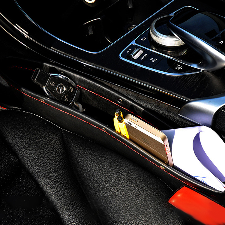 Car Seat Gap Filler Premium PU Full Leather Seat Console Organizer Car Pocket Organizer Car Interior Accessories Car Seat Side Drop Caddy Catcher