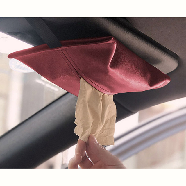  Car Tissue Holder Napkin Holder Nappa Leather Hanging Car Visor Tissue Holder Vehicle Tissue Holder for Backseat Hanging Organizer