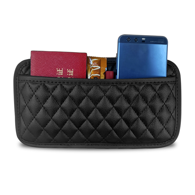  Car Side Pocket Organizer Pouch Cell Phone Sunglass Holder Interior Accessories Organizer for Car Seat Door Console Lychee Leather Car Storage Pocket Storage Bag Mobile Phone