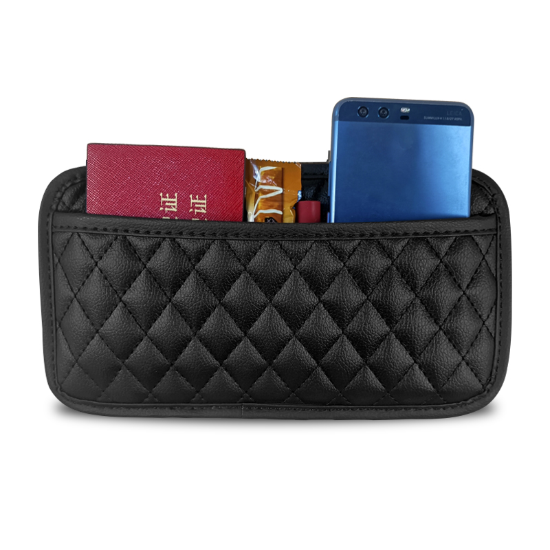  Car Side Pocket Organizer Pouch Cell Phone Sunglass Holder Interior Accessories Organizer for Car Seat Door Console Lychee Leather Car Storage Pocket Storage Bag Mobile Phone