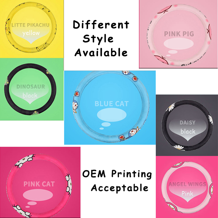 03 Plush Fabric Car Steering Wheel Cover For Cars