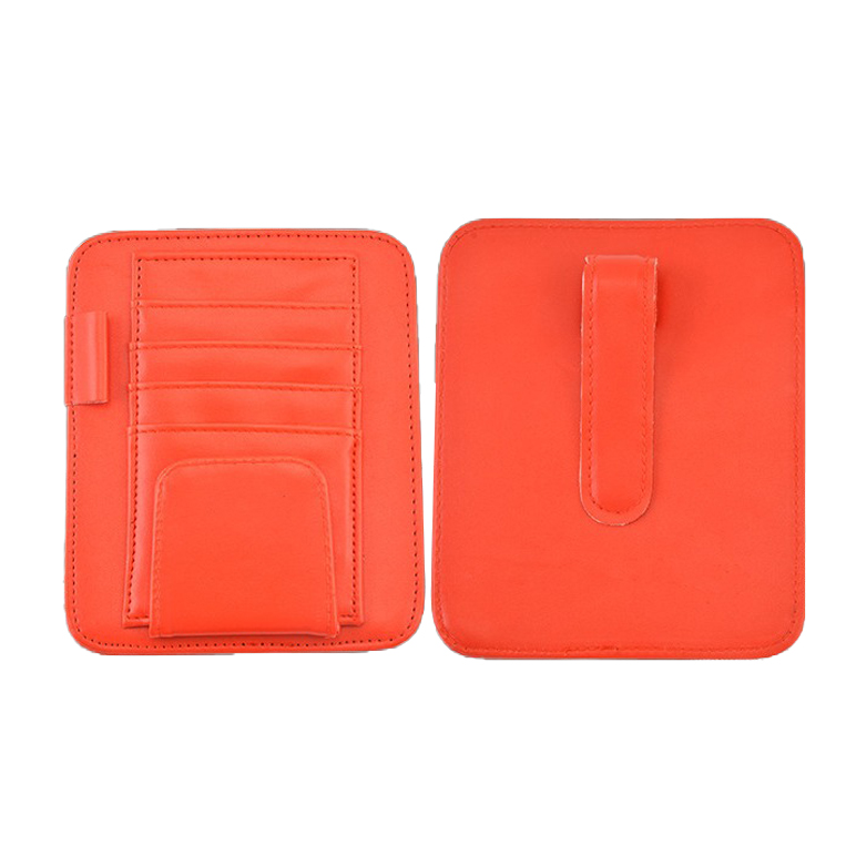 Auto Car Visor Pocket and Interior Accessories Car Storage and Organizer With Multi-Pocket PU Leather Car Sun Visor Organizer For Sunglasses