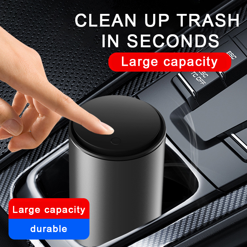 Ben.Jack Car Trash Can Creative Aluminum Alloy ABS Car Bin With 35Pcs Gargabge Bag