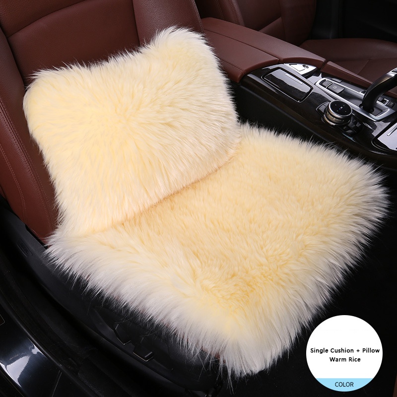 Seat Covers Full Set,2PC Front Car Seat Pad + 1PC Rear Car Seat Cover Winter Backless Plush Seat Cushion New Short Hair Car Cushion Single Piece Wool Cushion Five Pieces