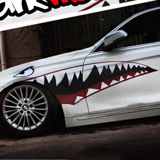 Shark Mouth Sticker Car Personality Creative Sticker Sticker Great White Shark Body Color Sticker Car Door Side Door Sticker