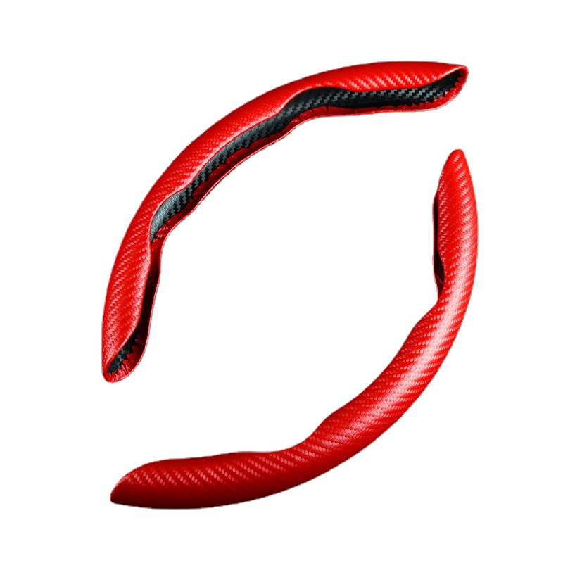 Carbon Fiber Grain Steering Wheel Cover for Men Woman Sporty Wheel Protector Anti Skid Ultra Thin Leather Universal for 15 Inch Car Steering Wheel