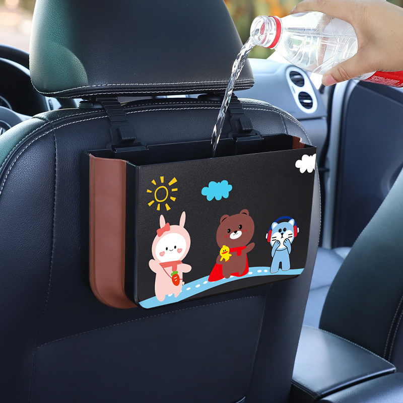Car Trash Can Hanging Folding Storage Bucket Car Interior Accessories Cartoon Multi-Function Car Umbrella Storage Bag