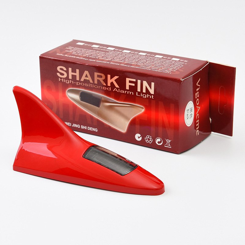 Car Decoration Light Solar Shark Fin Antenna Roof Tail Modified Light Anti-rear-end LED Flash 8 Lights
