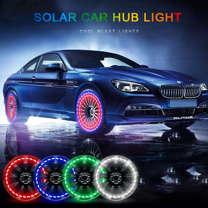 Car Wheel Tire Light Led 2-Pack Solar Motion Sensor Decorative Flashing Colorful Valve Cap Bulb, Colorful Hot Wheel Waterproof for Car And Motorcycle, Bicycle