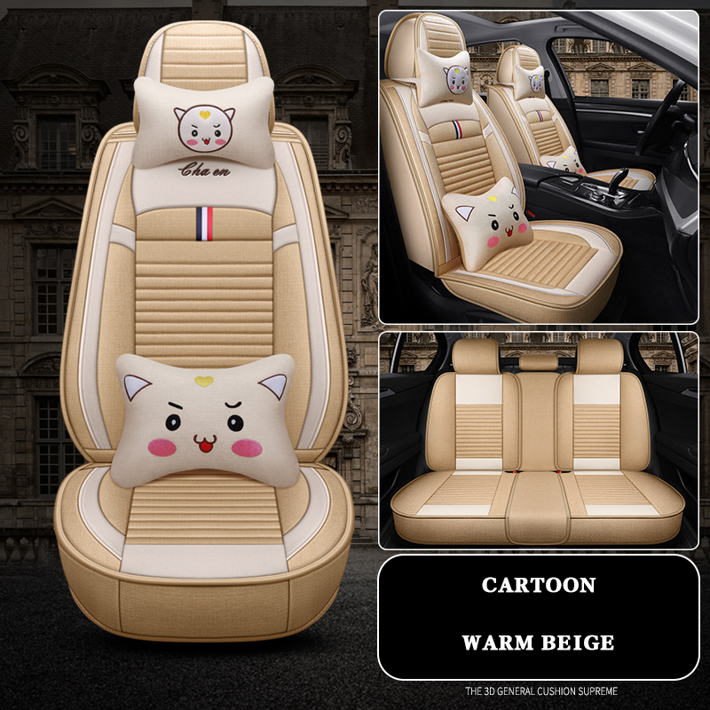 Linen Universal 5 Seats Full Protection Car Seat Covers 