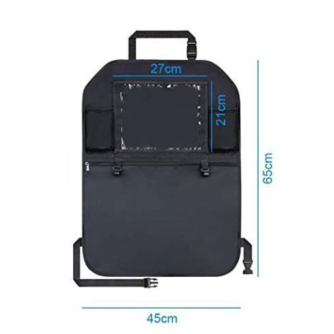 2 Pack Durable 600D Oxford Cloth Collapsible Car Seat Storage Organizer with Transparent Touch Screen for IPad, IPhone And Water Bottle Car Backseat Organizer