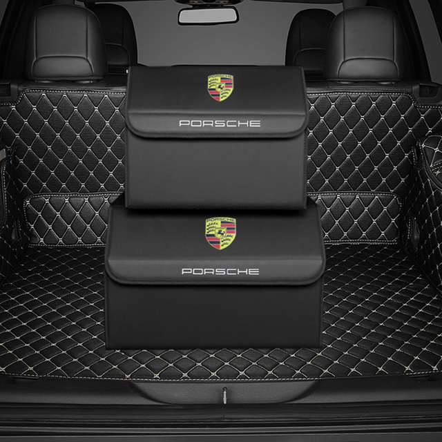 Classic Customization PVC Leather With Handle with Magic Velcro Close Thermal Transfer Car Logo Trunk Storage Organizer Box