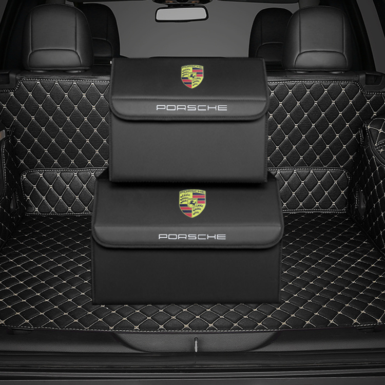 Classic Customization PVC Leather With Handle with Magic Velcro Close Thermal Transfer Car Logo Trunk Storage Organizer Box