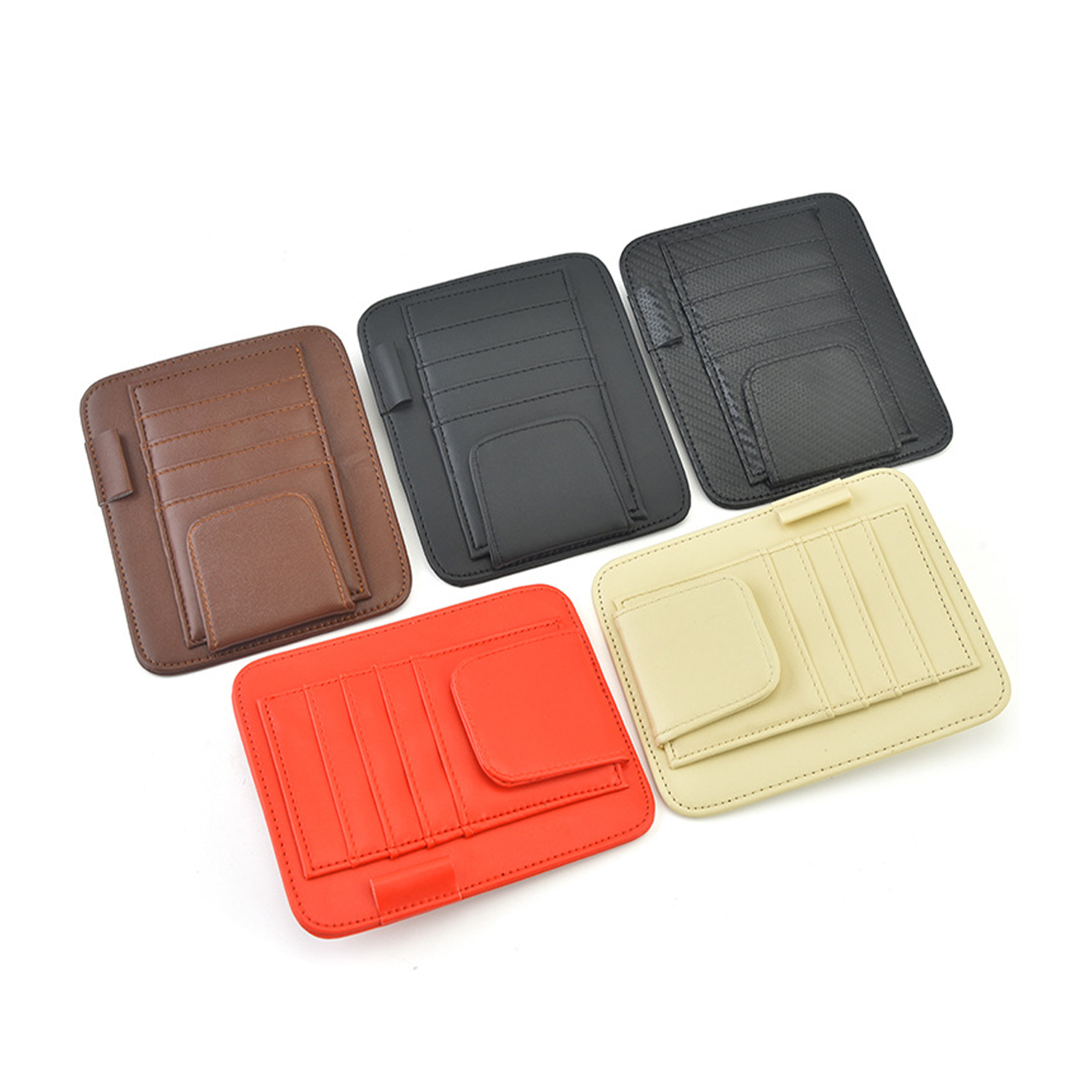 Auto Car Visor Pocket and Interior Accessories Car Storage and Organizer With Multi-Pocket PU Leather Car Sun Visor Organizer For Sunglasses