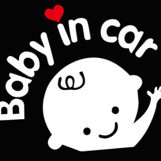 Baby in Car with Reflective Personality Warning Stickers Colorful Laser Stickers on The Car