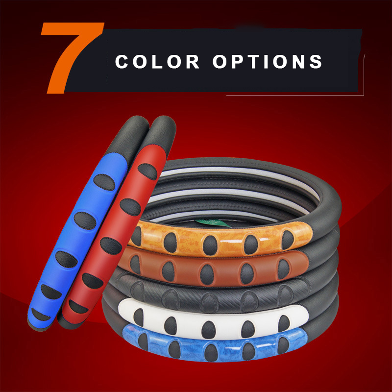 Leather Steering Wheel Cover 38cm Universal Fits For 98% Cars,Anti-slip Safety Comfortable Design Car Wheel Wrap