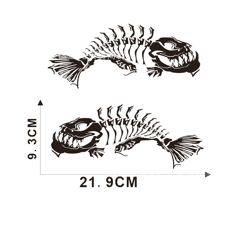 Skeleton Fish Boat Decals Small Fishing Graphic Stickers Shark Salt Boat Car Body Stickers Pull Flowers