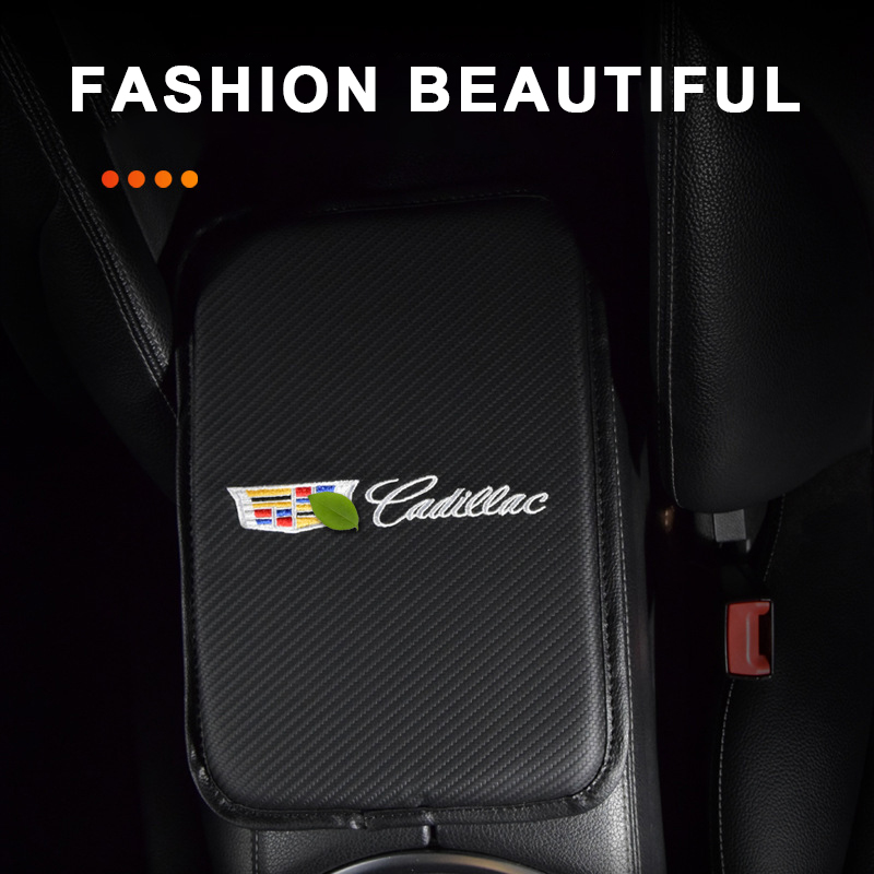 Car Center Console Pad, Universal Waterproof Car Armrest Seat Box Cover, Car Interior Accessories, Carbon Fiber Auto Armrest Cover Protector for Most Vehicle, SUV, Truck, Car (Black)