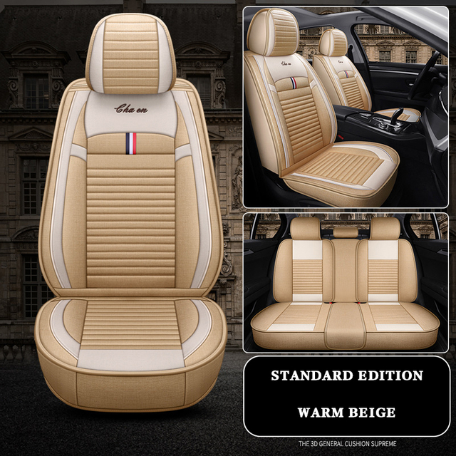Linen Universal 5 Seats Full Protection Car Seat Covers 