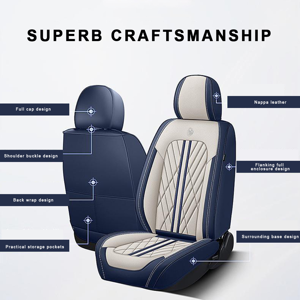 Reticular Nappa Breathable Full Set Universal Car Seat Cover 5 Seats Suitable For 4 Seasons
