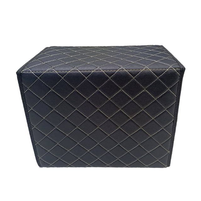 Embroidery PVC Leather Car Trunk Organizer with Magic Velcro Close with 2 Plastic Handle Storage Cargo Organizer Box 