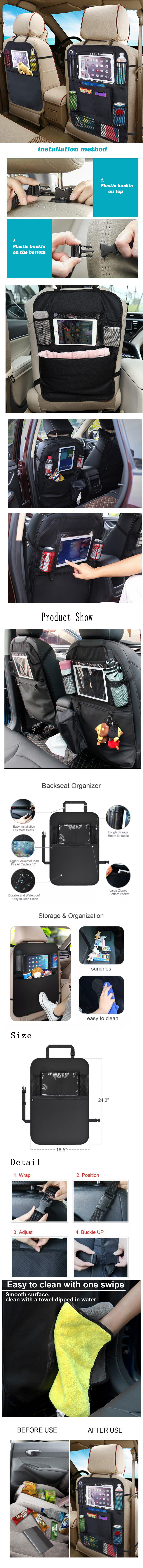 Car Seat Storage Organizer with Transparent Touch Screen for iPad