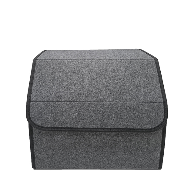 Felt Fabric Car Tunk Storage Box with 2 Plastic Handle with Magic Velcro Close Car Trunk Organiser Colorful with 1 Side Net Pockets Car Trunk Organizer