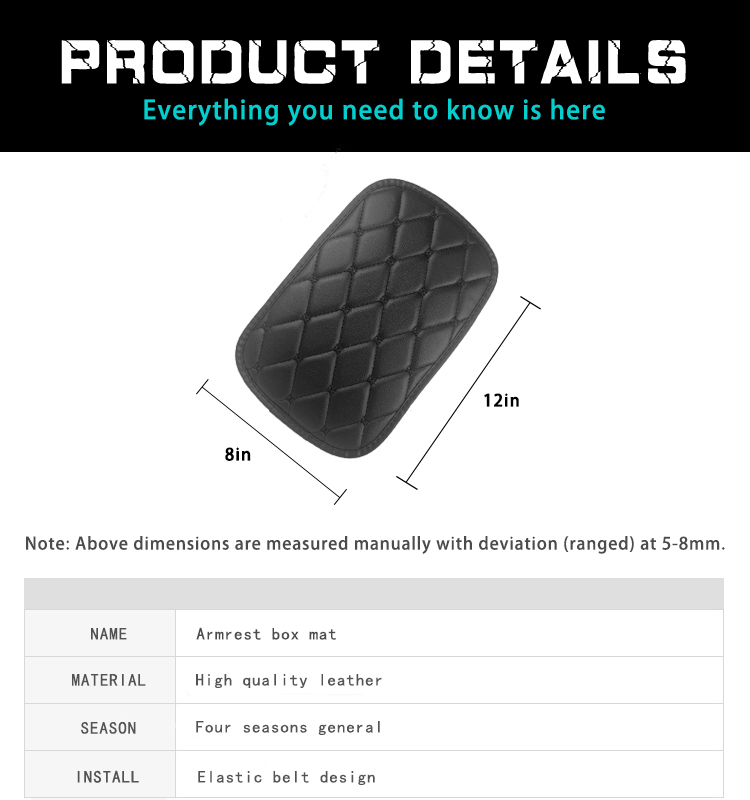 02 Leather Car Armrest Cushion Cover