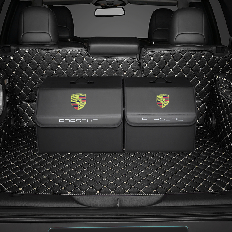 Classic Customization PVC Leather With Handle with Magic Velcro Close Thermal Transfer Car Logo Trunk Storage Organizer Box