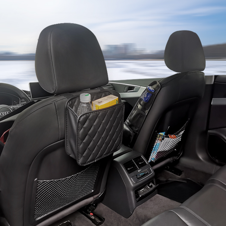 Car Trash Can Waterproof Auto Garbage Bag Leather Car Hanging Rubish Bin Car Interior Accessories Foldable Ashbin