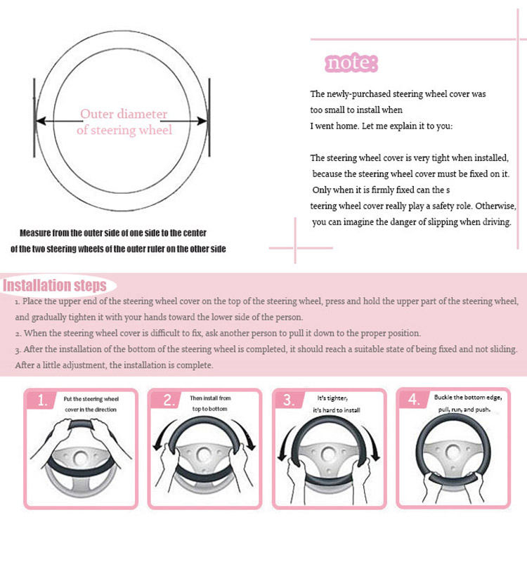 10 Plush Fabric Car Steering Wheel Cover For Cars