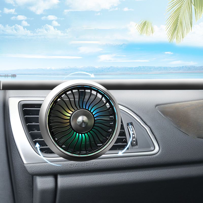 ABS Universal Car Cooling Fan 3 Speeds Adjustable 5Volt Car Fan USB Air Outlet & Dashboard Vehicle Fan With Colourful Light 