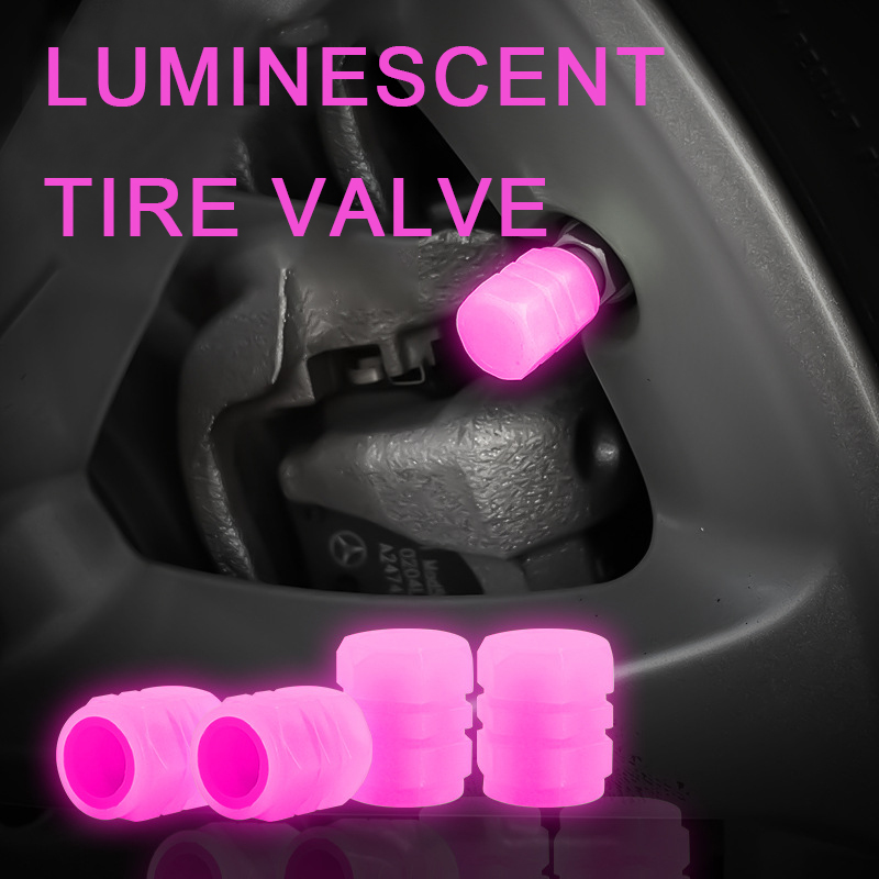 Universal Blue Car Tire Luminous Valve A Set Of 4 Cap Luminous Car Air Valve Cover Luminous Valve Core Cover Tire