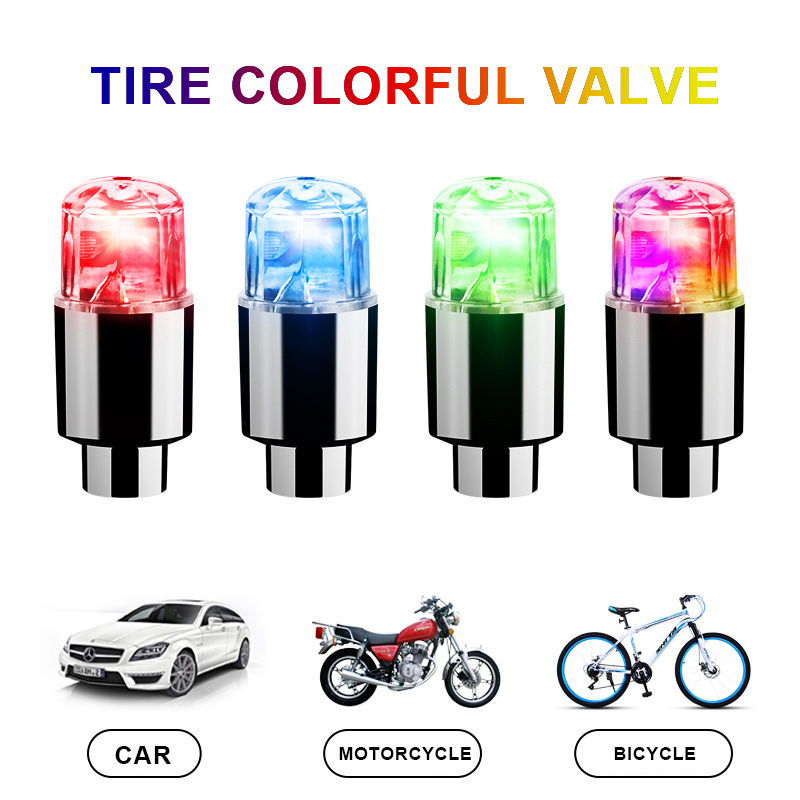 LED Bike Wheel Lights Car Tire Valve Stems Caps Bicycle Motorcycle Smart Light Sensing Decorated Tire Valve Nozzle Flash Lamp Accessories for Men Women