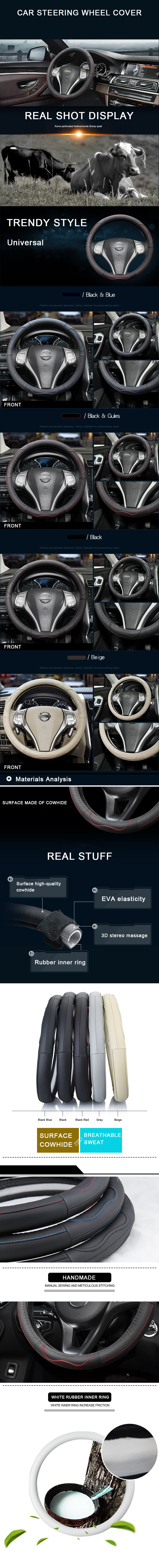 Anti-Slip Odorless Steering Wheels Accessories for Men Women