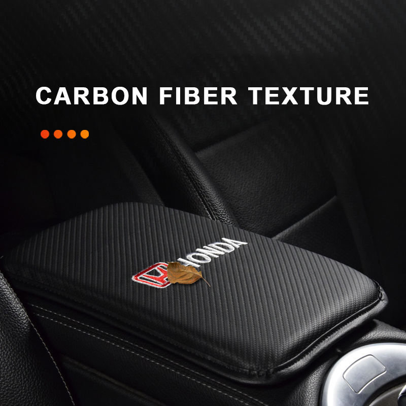 Car Center Console Pad, Universal Waterproof Car Armrest Seat Box Cover, Car Interior Accessories, Carbon Fiber Auto Armrest Cover Protector for Most Vehicle, SUV, Truck, Car (Black)