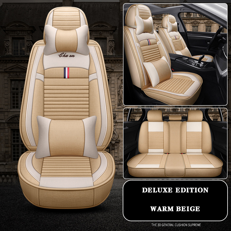 Linen Universal 5 Seats Full Protection Car Seat Covers 