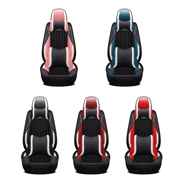 Cartoon Sport Ice Silk Universal Leather Car Seat Cover 5 Seat 