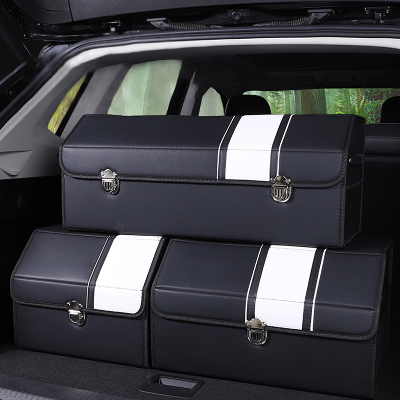 Double Layer PVC Leather With Mental Lock Mixed With White High Density Board Car Trunk Organizer Box 