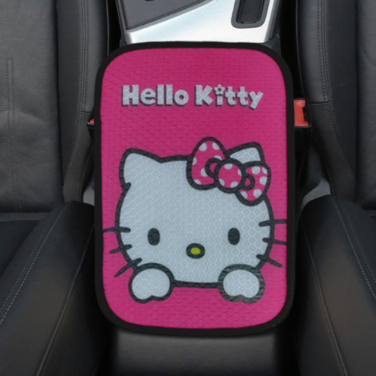  Ice Silk with Honeycomb Car Armrest Box Cover Mat Auto Cartoon Armrests Center Console Cushion Universal Size