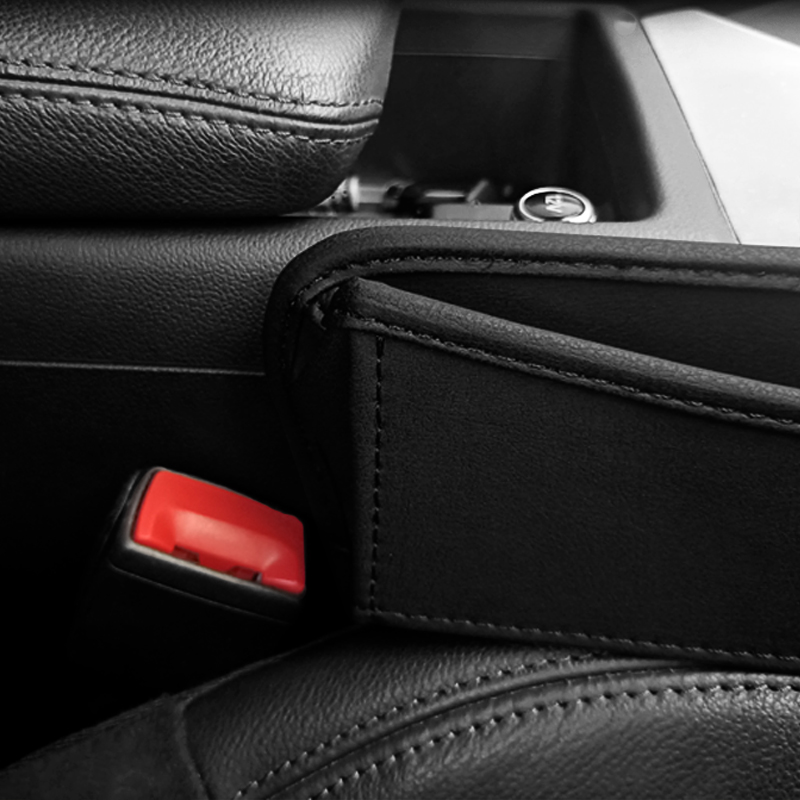 Car Seat Gap Filler Soft Skin Leather Storage Bag with Hole for Charging Portable Car Dirt Resistant Storage Bag Customized Car Logo Car Seat Organizer