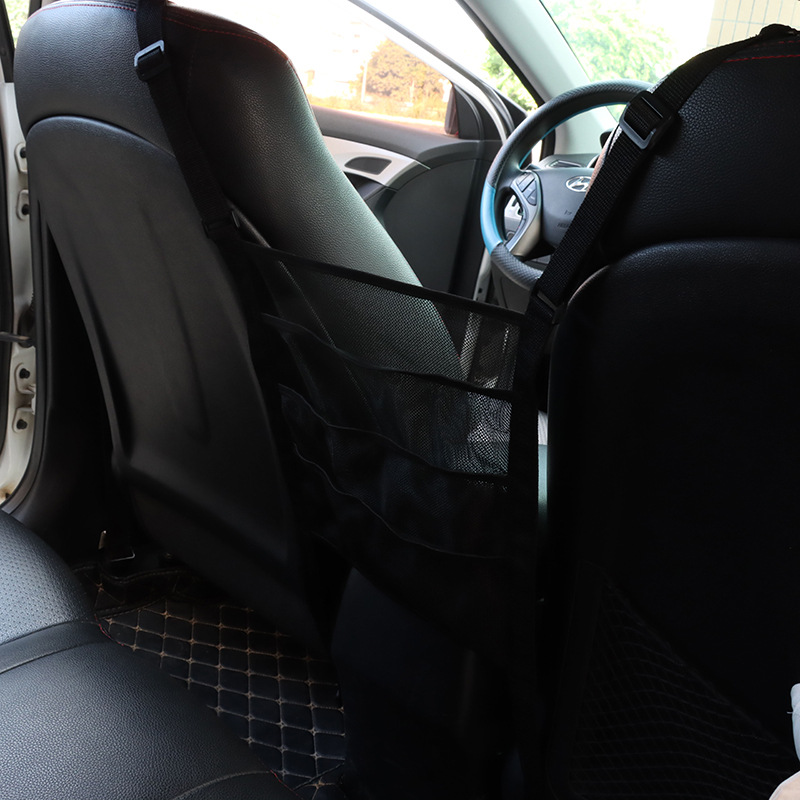  Car Net Pocket Handbag Holder 3 Layer Car Net Pocket Four-Side Elasticity Car Purse Net between Front Seats for Backseat Kids Dogs Or Pets Car Net Barrier