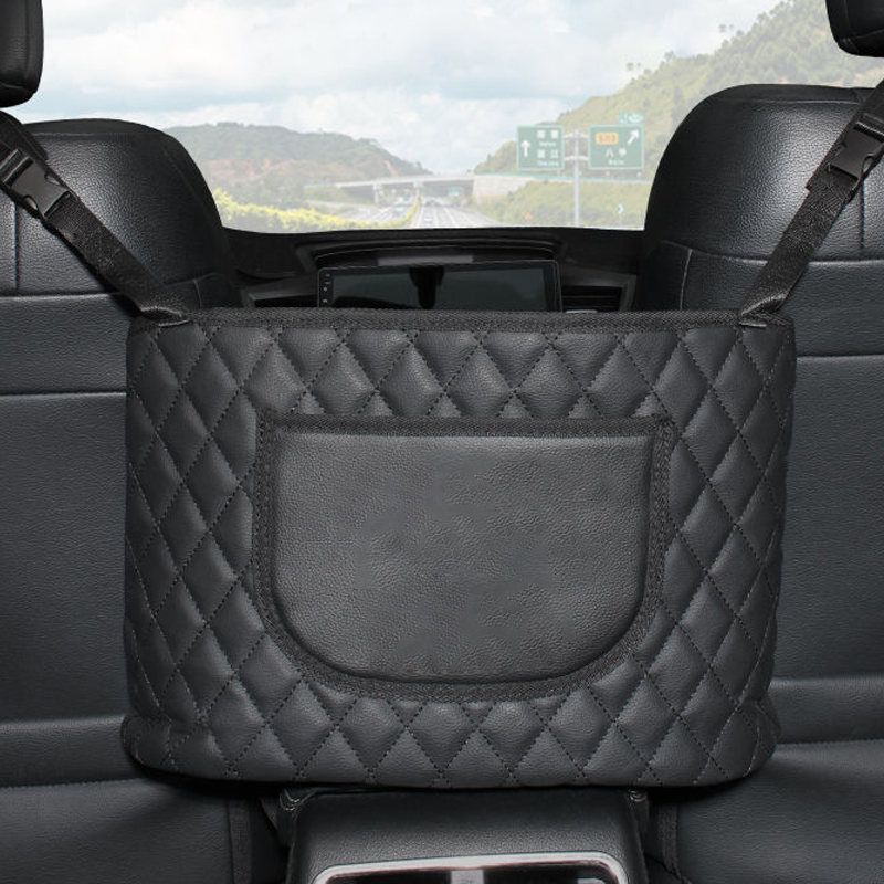 Customized Logo Printing PVC Leather Car Handbag Holder Between Seats Back Storage Organizer Purse Holder for Console Front Seat Storage Bag for Car Front Seats for BMW