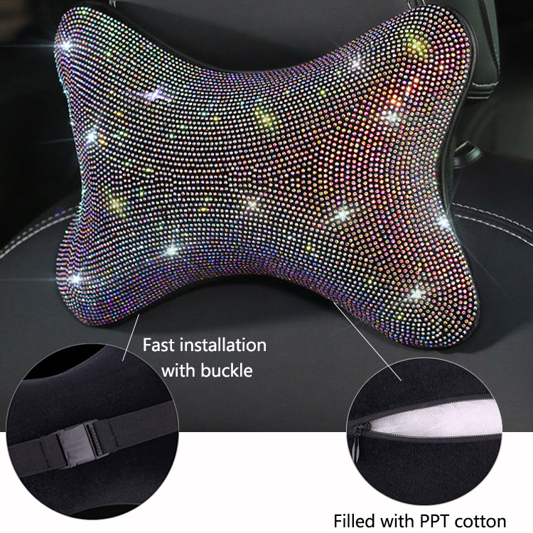 Full Drilling Car Steering Wheel Set Diamond Shoulder Cover Hand Brake Shift Block Set Hot Drilling Set Decorative Set Car Interior Set Series