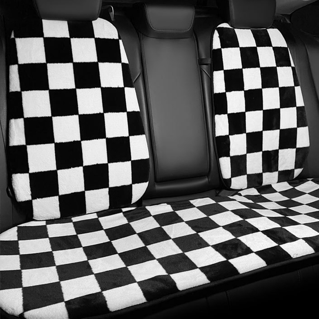 Checkerboard Plush Binding Design Car Seat Mat Temperament Square Simple Non-slip Bottom