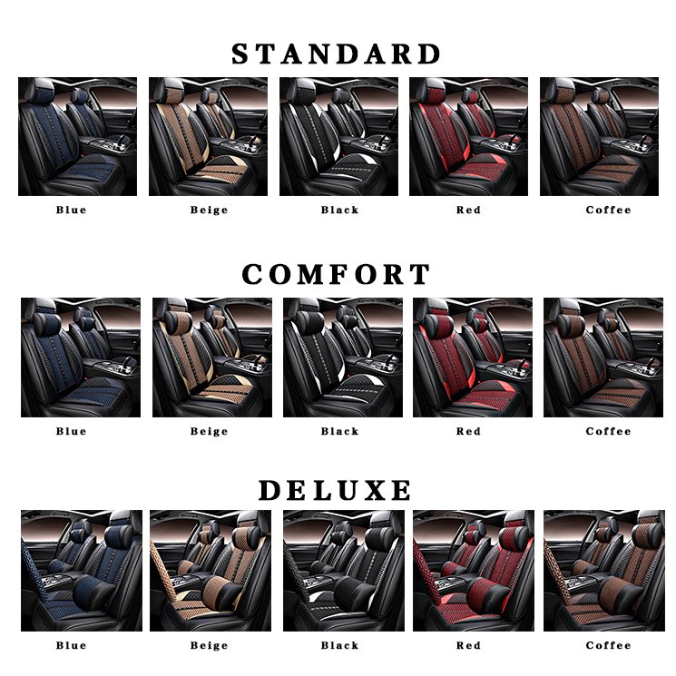 Durable Leather & Breathable Ice Silk Car Cushion Universal for 5 Seats