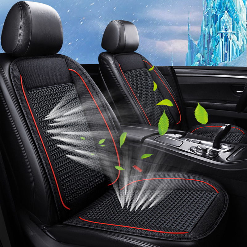Summer Ice Silk Breathable Leather Car Seat Cover with Fan for Ventilation