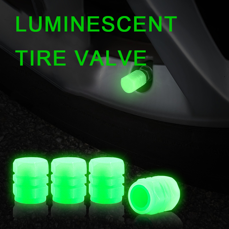 Universal Blue Car Tire Luminous Valve A Set Of 4 Cap Luminous Car Air Valve Cover Luminous Valve Core Cover Tire