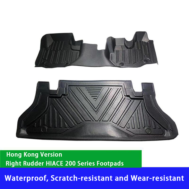  TPETPO Floor Mats Compatible For HIACE 300/200 Series All-Weather Wear-resistant Match Protector Black